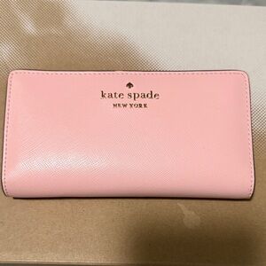kate spade Pink Saffiano Continental Wallet with Gold Logo